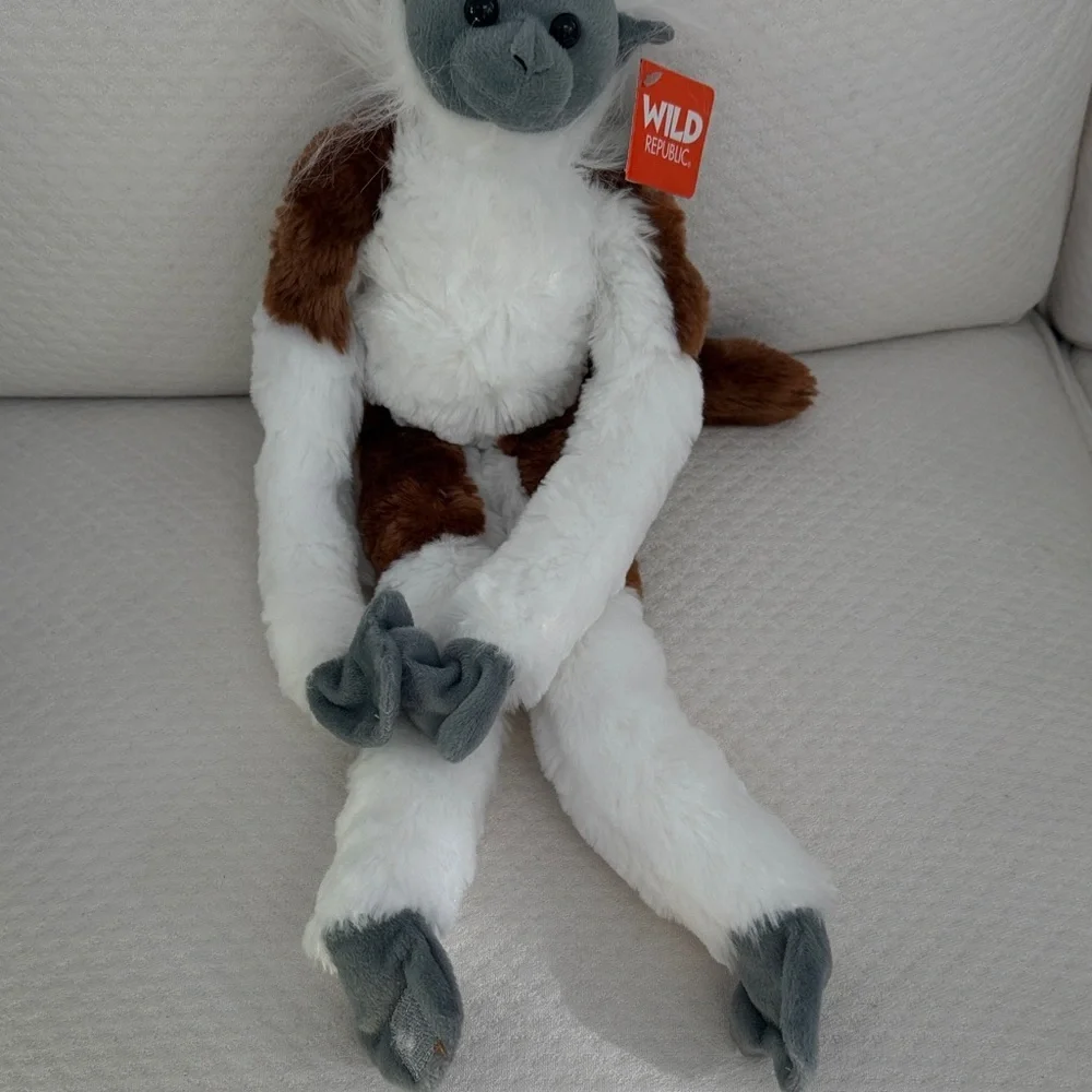 Wild Republic Plush Monkey Langur Colobus Monkey Stuffed Animal Long Limbs NWT